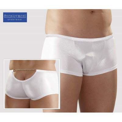 BOXER BIANCO EFFETTO GLITTER LUCIDO CON CATENINA