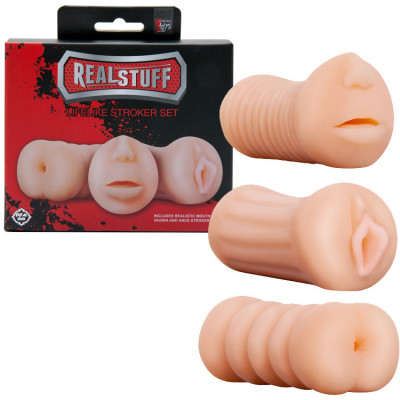 KIT 3 MASTURBATORI "BOCCA - VAGINA - ANO" REALSTUFF